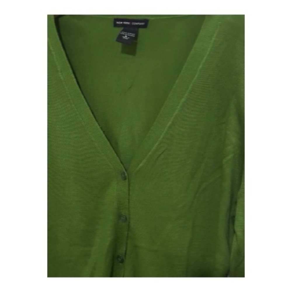 New York & Company Acrylic Cardigan Button up Sweater Women's Size L Green - Picture 11 of 12